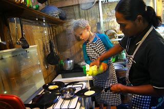 Learning to cook.